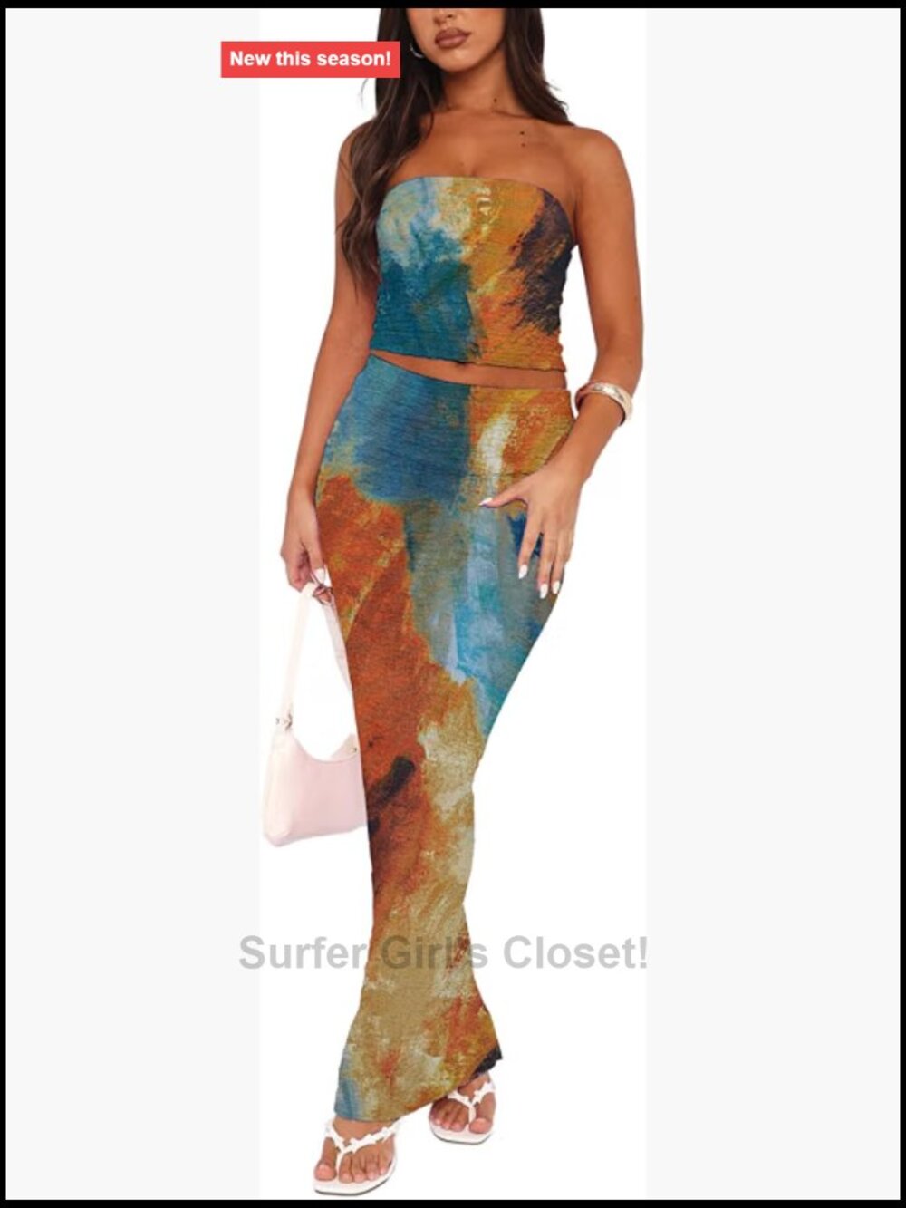 Two Piece Sleeveless Tube Top Bodycon Maxi Dress Outfit Summer Strapless Crop